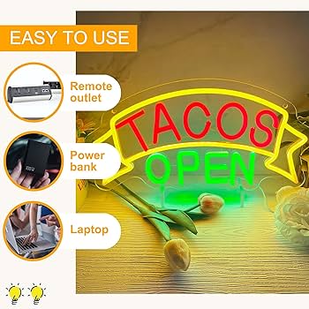 TACOS タコス ネオン LED 看板 メキシカン アメリカン インテリア Lサイズ】メキシコ メキシカン メキシコ料理 タコス ビール